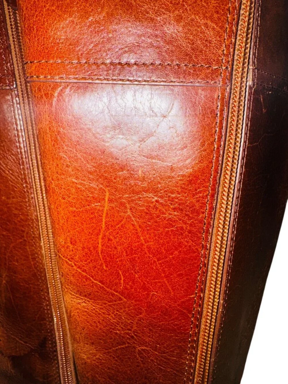 Tory Burch Kiernan Brown Leather Riding Gold Logo Boot Womens 5.5M Equestrian